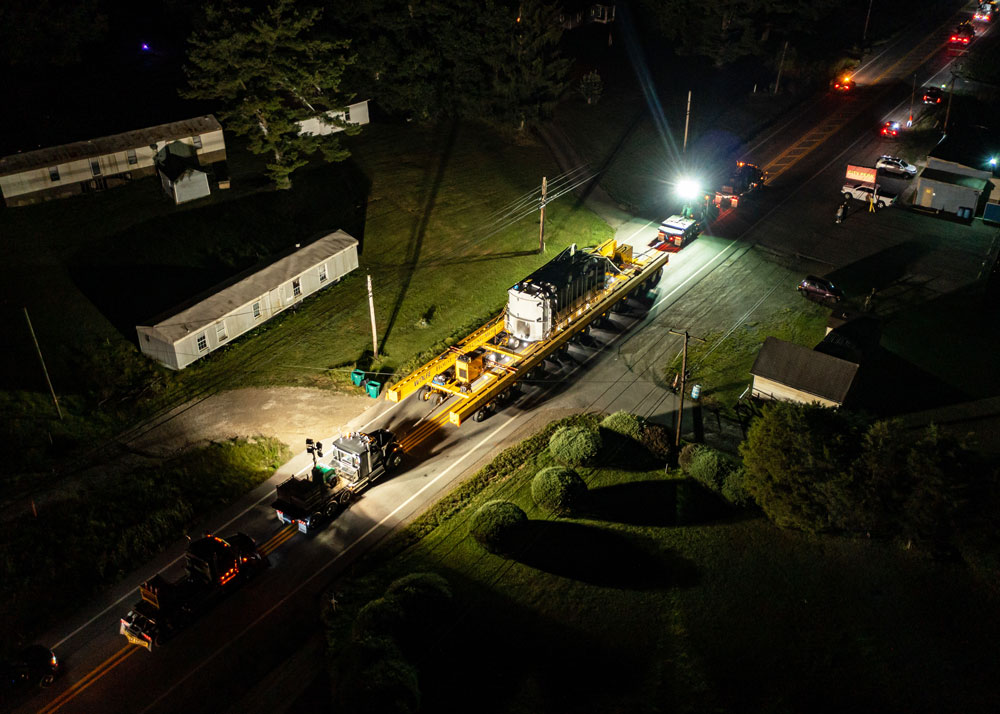 Buckingham delivers a 488,800 lb transformer, completing part of the  move at night