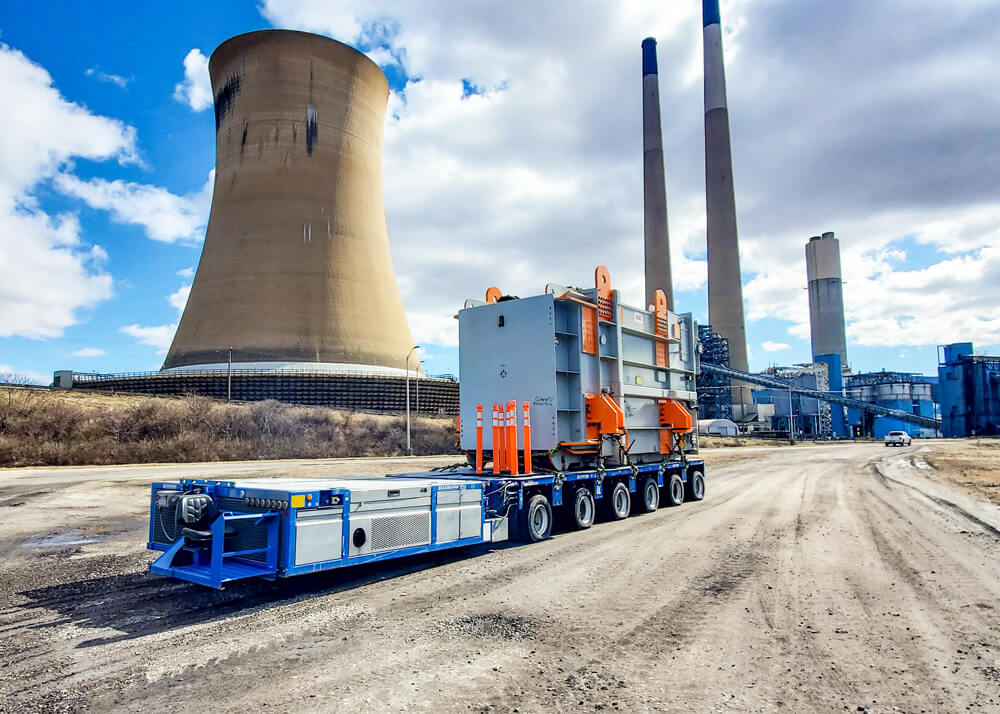 Buckingham delivers transformer on Goldhofer trailer at power generation facility